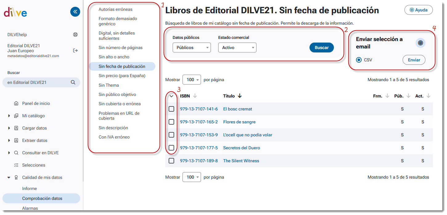 Ventana de comprobación de datos