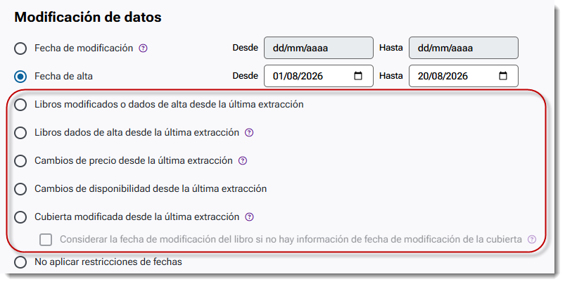 Criterios en Extracciones automáticas